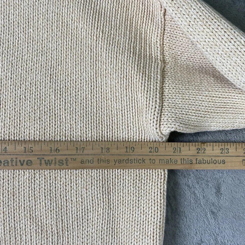 Vtg Liz Claiborne Sweater Womens S Cream Half Zip Collared Pockets Coastal 90s - Picture 9 of 12